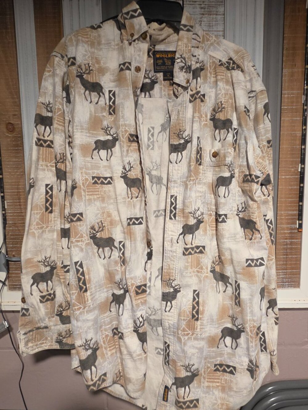 Woolrich Elk Stag All Over Print Flannel Shirt XL - Picture 2 of 4